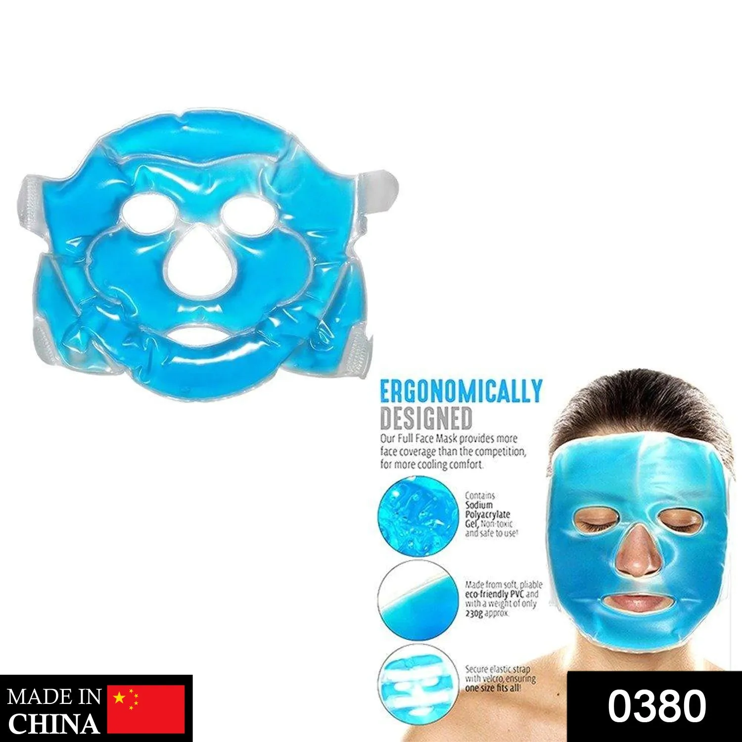 0380 Cooling Gel Face Mask with Strap-on Velcro, Medium