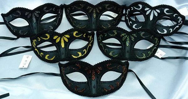 Black Colored Glitter Mask Assorted