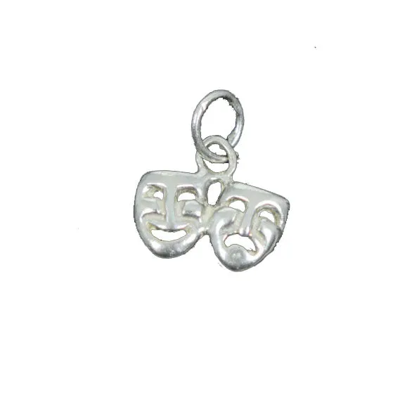 Comedy & Tragedy Mask Charm, Sterling Silver