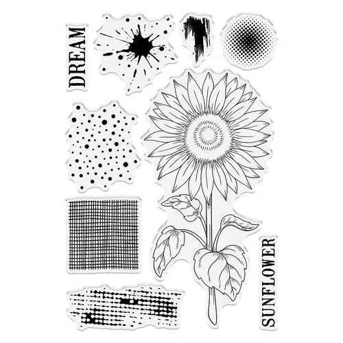 Crafter's Companion - 4 x 6" Photopolymer  Stamp with Mask - Sensational Sunflower