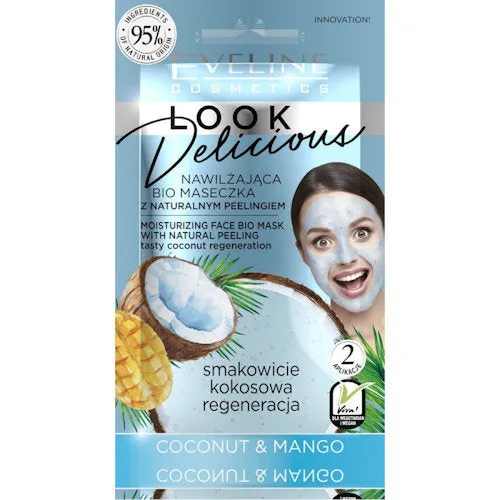 Eveline Look Delicious Face Mask - Coconut & Mango Skin Care Beauty Treatment