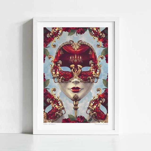 'Floral Decadence' Venetian Mask Art Print by Vertigo Artography