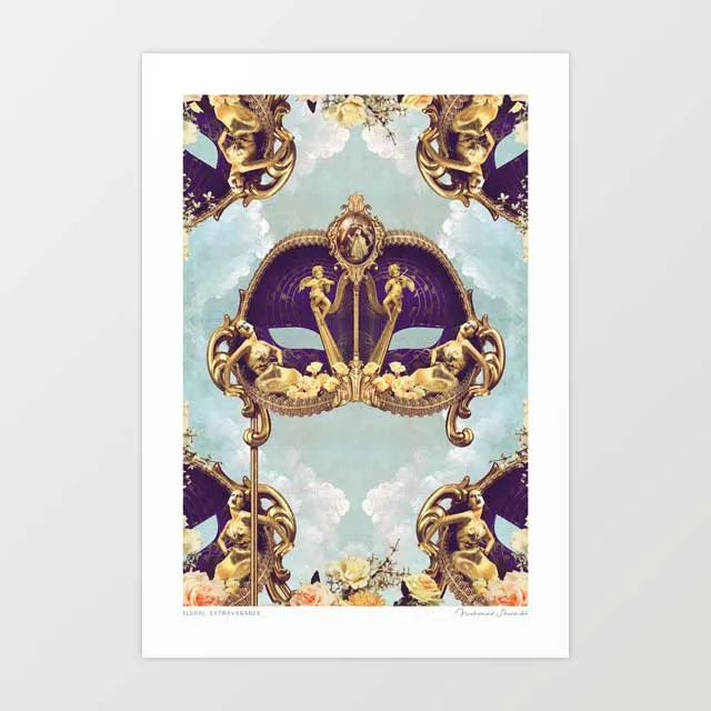 'Floral Extravagance' Venetian Mask Art Print by Vertigo Artography.