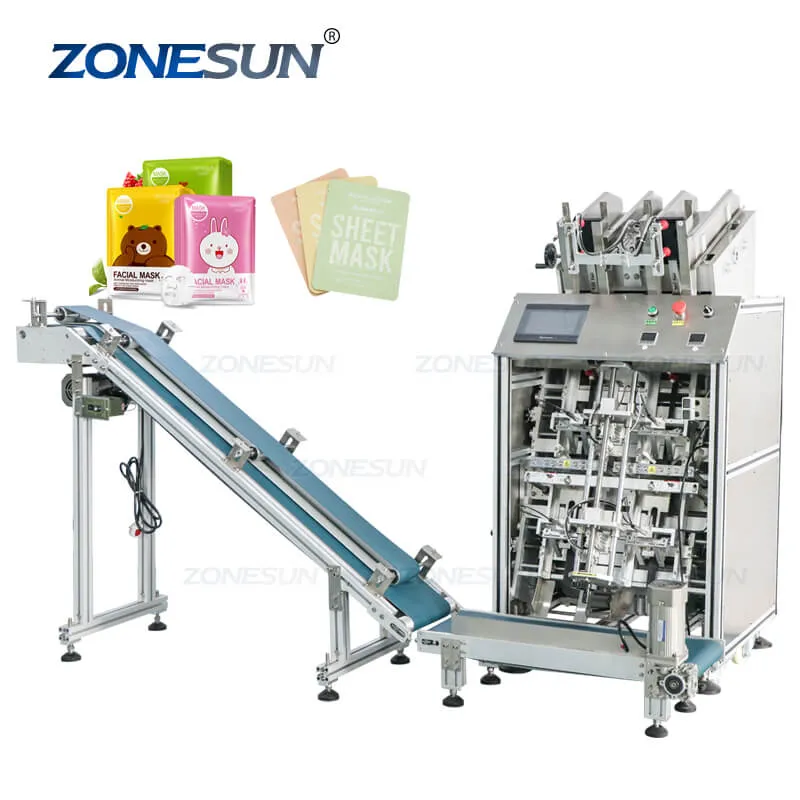 High Speed Automatic 2 Heads Beauty Cosmetics Essence Facial Mask Sheet Sachet Filling Sealing and Making Machine