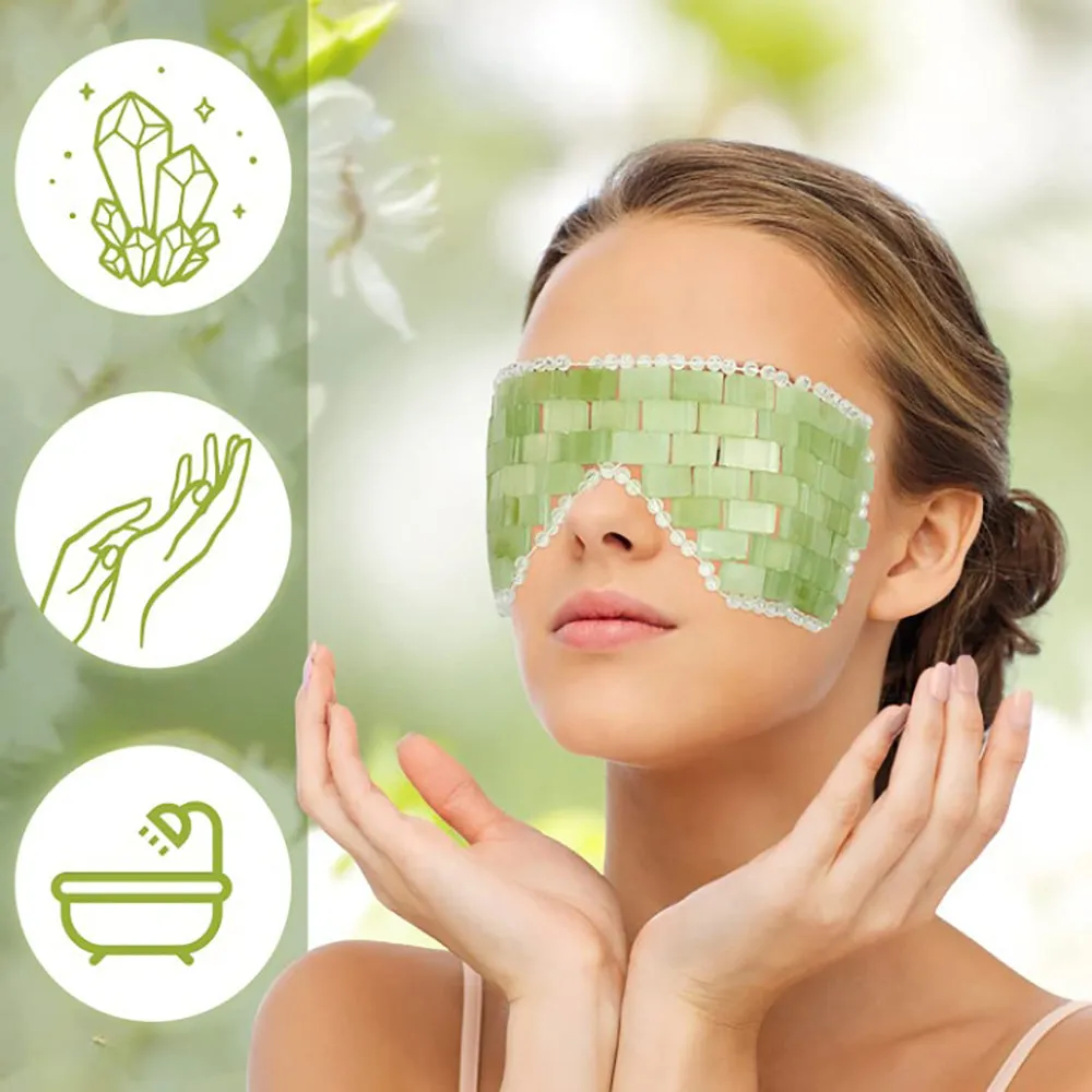 Jade Eye Mask Reusable 100% Natural Green Facial Stone Mask for Hot & Cold Anti-Aging Therapy