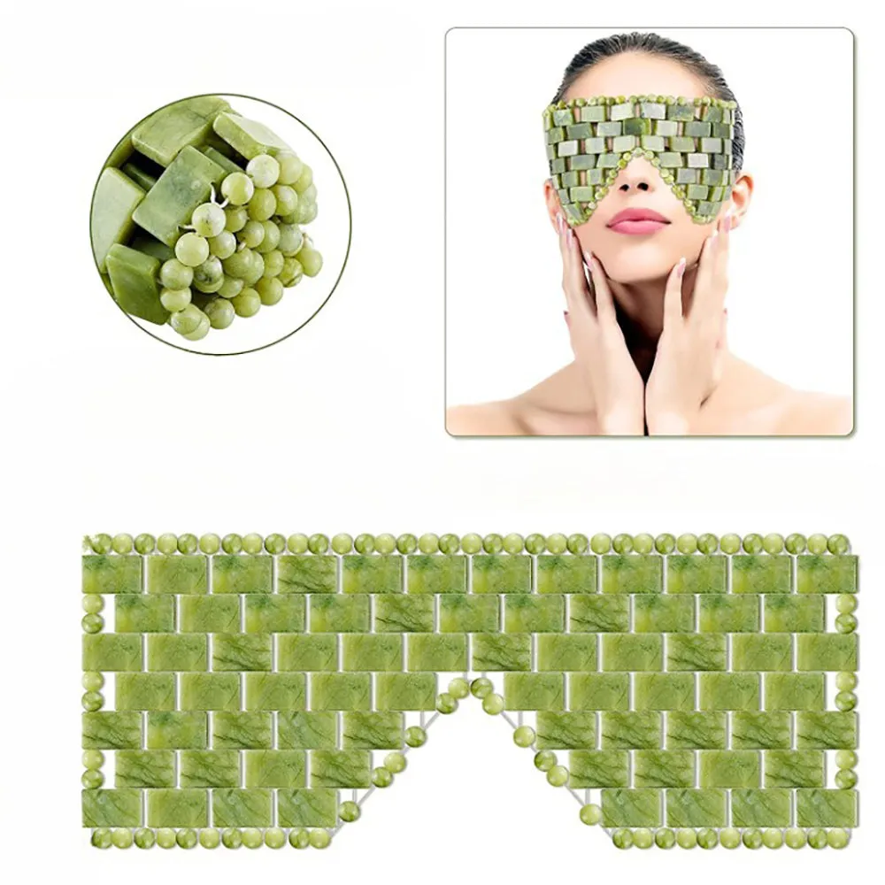 Jade Eye Mask Reusable 100% Natural Green Facial Stone Mask for Hot & Cold Anti-Aging Therapy