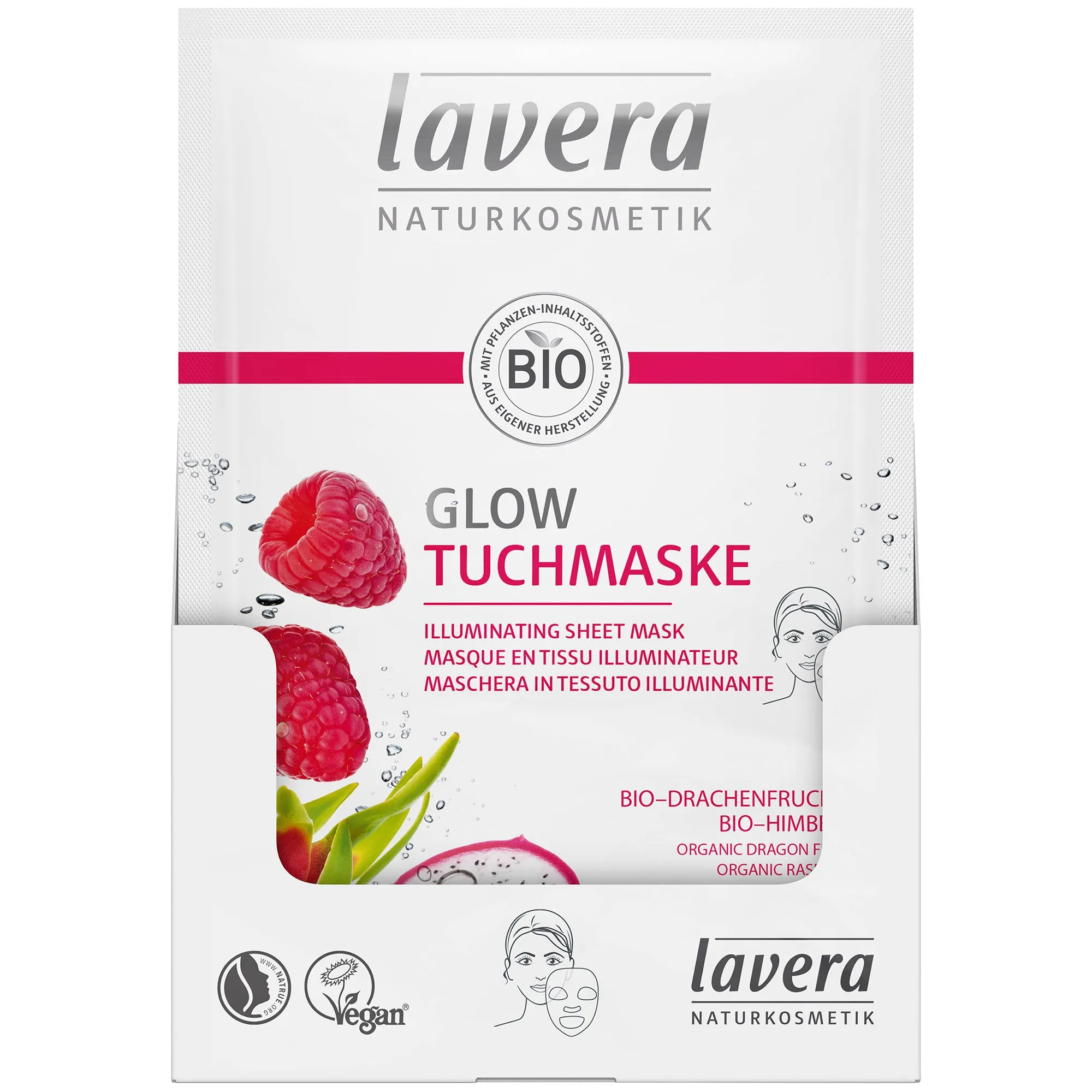 Lavera Glow Sheet Mask - Organic Dragon Fruit & Raspberry