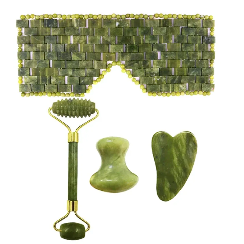 Natural Jade Eye Mask And Roller GuaSha Tools Set