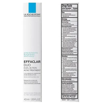 New - La Roche-Posay Effaclar Duo Acne Treatment with Benzoyl Peroxide, Dual Action Acne Spot Treatment - 1.35 fl oz