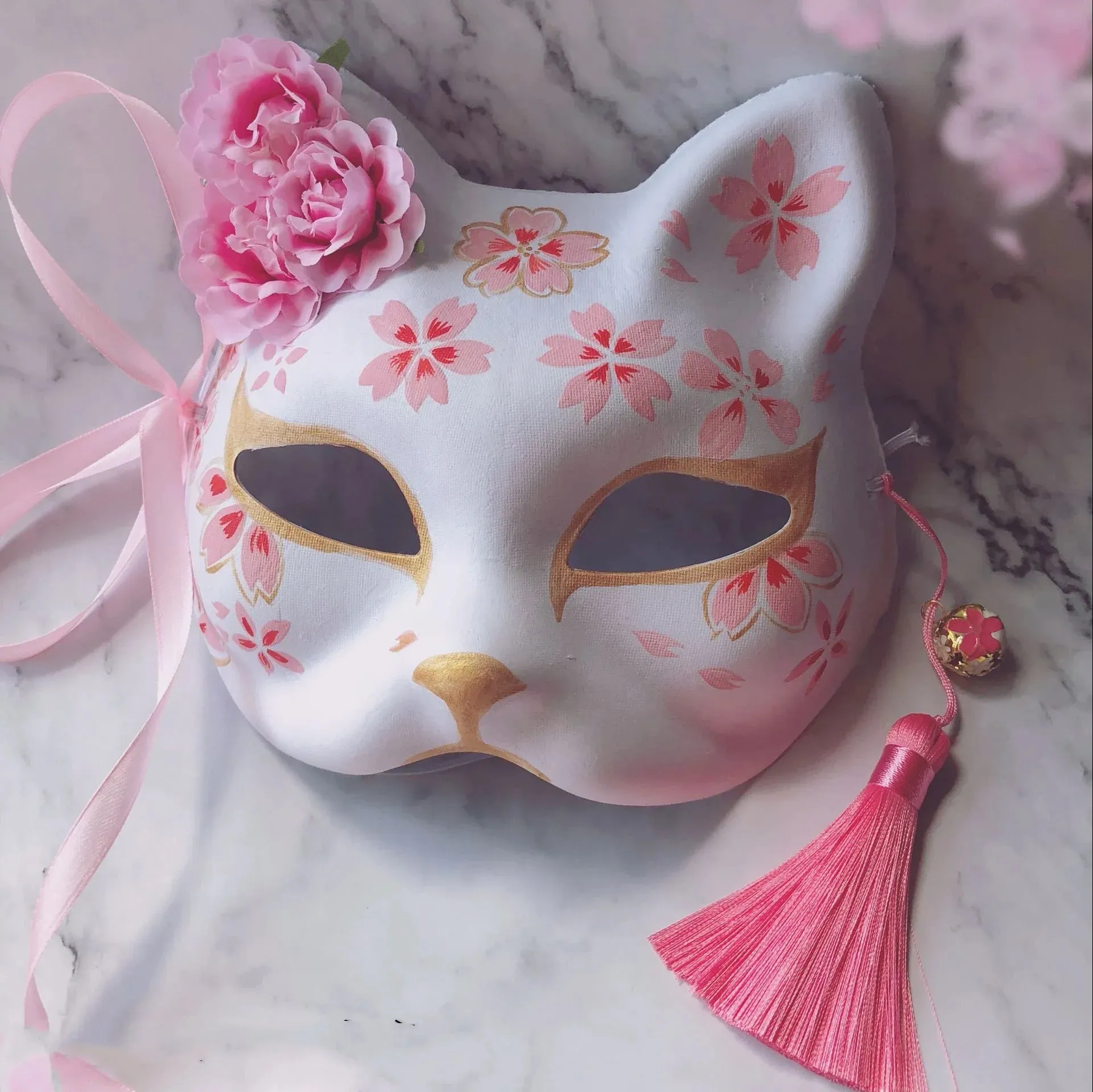 Sakura Flower Fox Mask