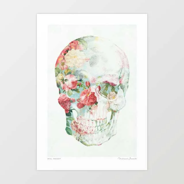 'Skull bouquet' Art Print by Vertigo Artography