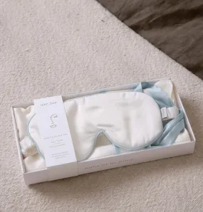 Sleep Mask and Pillowcase Set-Cream/Light blue accent