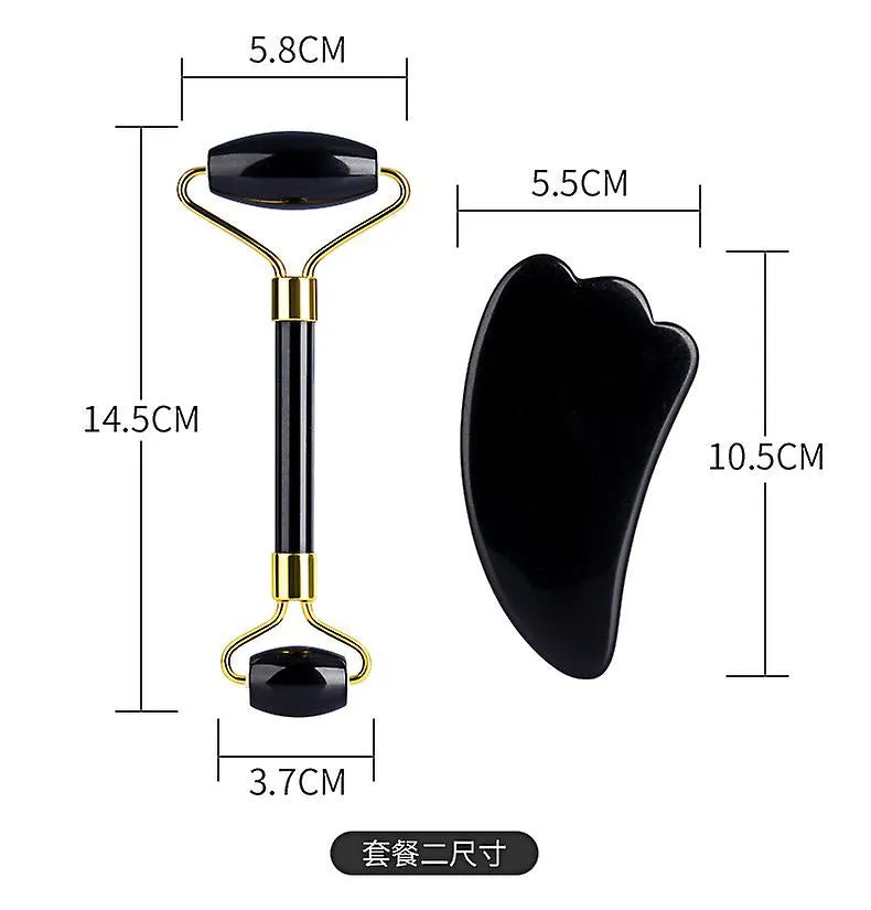 Style 2 Black 2 In 1 Facial Massage Roller Guasha Board Kit Double Heads Jade Stone Face Lift Skin Relaxation Slimming Gua Sha BeAUty Tool Fa1701