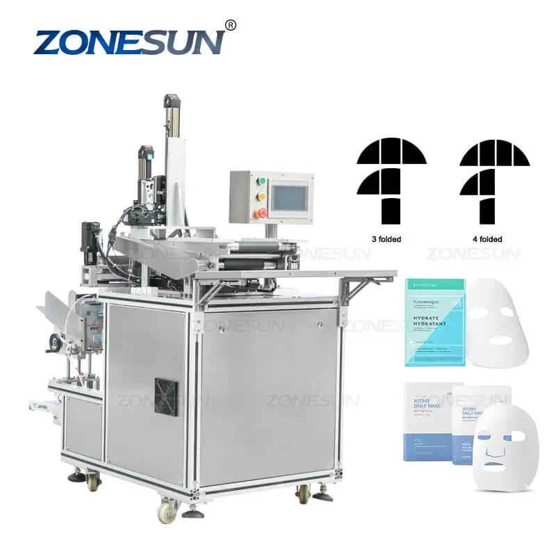 ZS-MS1TZD High Speed Automatic 4 Folded Beauty Cosmetics Facial Mask Sheet Folding Machine Bagging Packaging Machine